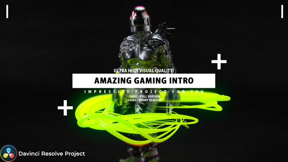 VideoHive Gaming Intro - Gamer channel opener Davinci Resolve project 35478244
