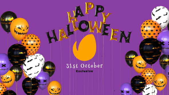 VideoHive Happy Halloween Balloon Logo Reveal 28863311