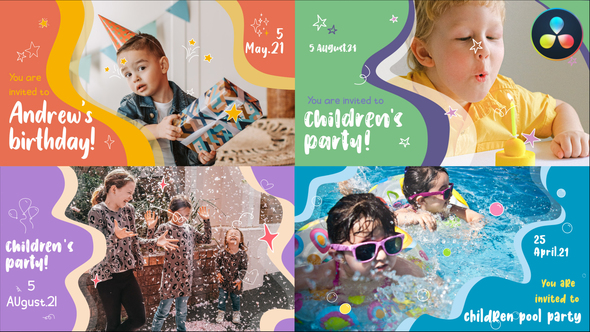 VideoHive Kids Party Slideshow for DaVinci Resolve 37184302