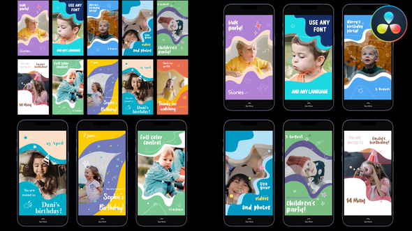 VideoHive Kids Party Stories for DaVinci Resolve 38195205