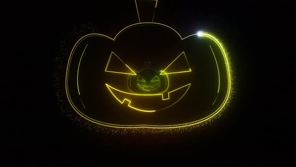 VideoHive Neon Pumpkins Loopable Animation 34187663