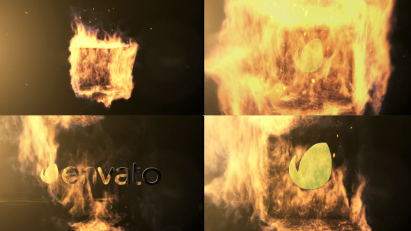 VideoHive Qube Fire Logo Reveal 9491331