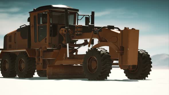 VideoHive Road Grading Machine on the Salt Desert Road 34300141
