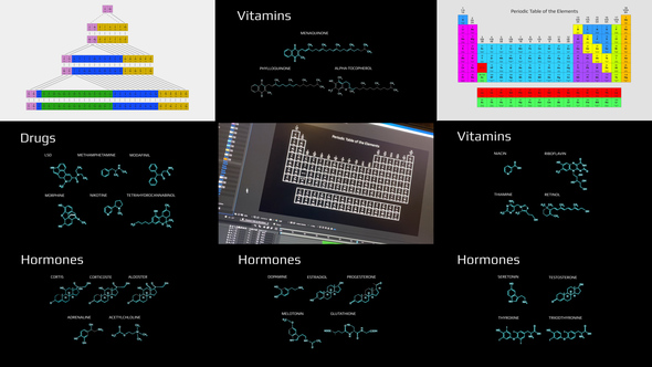 VideoHive Science - Chemistry , Periodic Table, Chemical Compounds. Hormones. Drugs. Vitamins. 28883226