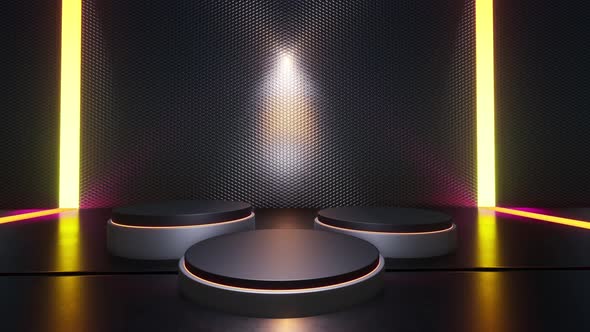 VideoHive Winning Platform Of The Three Centers With Colorful Neon Lights 34167631