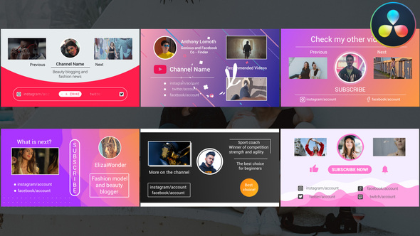 VideoHive YouTube End Screens | DaVinci Resolve 36349619