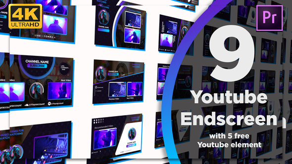 VideoHive Youtube End Screens 9+5 28468368