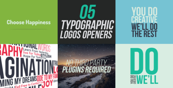 VideoHive 5 Typographic Logos Openers 10766094