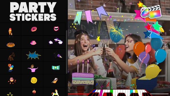 VideoHive Animated Party Stickers | FCPX 34100478