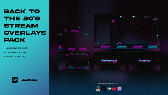 VideoHive Back To The 80’s Stream Overlays Pack 34038628