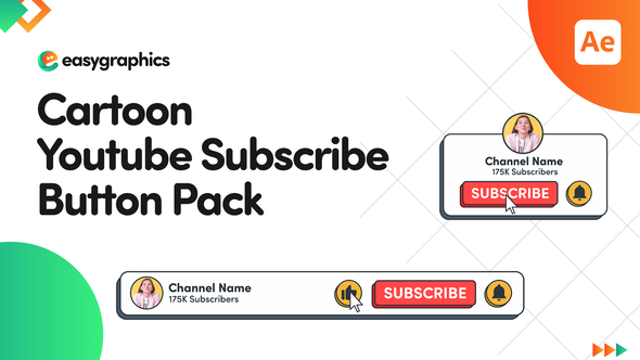 VideoHive Cartoon Youtube Subscribe Button Pack 32065779