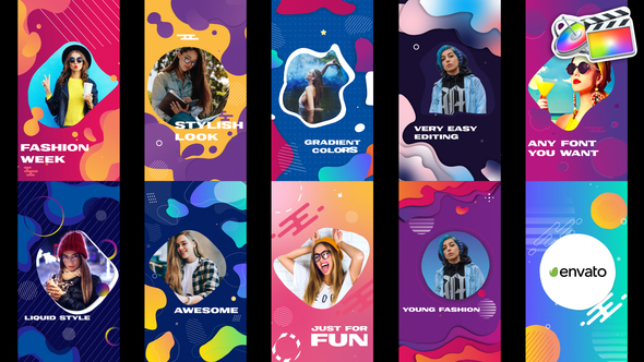 VideoHive Colorful Liquid Stories Slideshow | FCPX 34546381