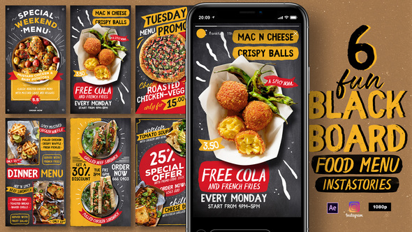 VideoHive Fun Blackboard Food Menu Instagram Stories 31750222