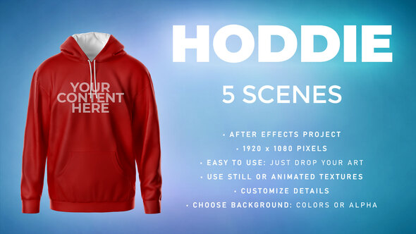 VideoHive Hoodie Mockup Template - 5 Scenes - Animated Mockup PRO 32523586