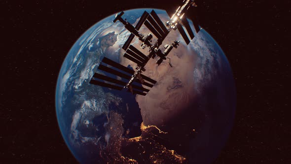 VideoHive International Space Station in Outer Space Over the Planet Earth Orbit 33100180