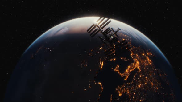 VideoHive International Space Station in Outer Space Over the Planet Earth Orbit 34136299