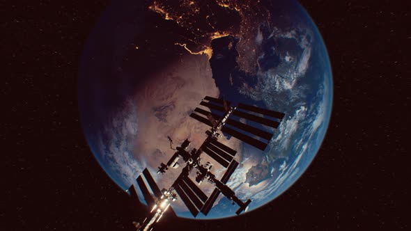 VideoHive International Space Station in Outer Space Over the Planet Earth Orbit 35536167