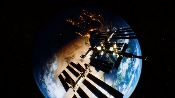 VideoHive International Space Station in Outer Space Over the Planet Earth Orbit 36679607