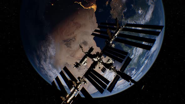 VideoHive International Space Station in Outer Space Over the Planet Earth Orbit 38776536