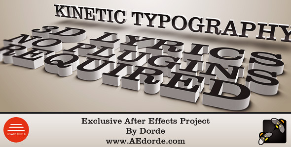 VideoHive Kinetic Typography - 3D Lyrics - Two AE Projects 4409665