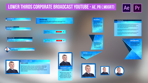 VideoHive Lower Thirds Corporate Broadcast YouTube – AE, PR 31482376