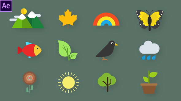 VideoHive Nature Animated Icons 33560467