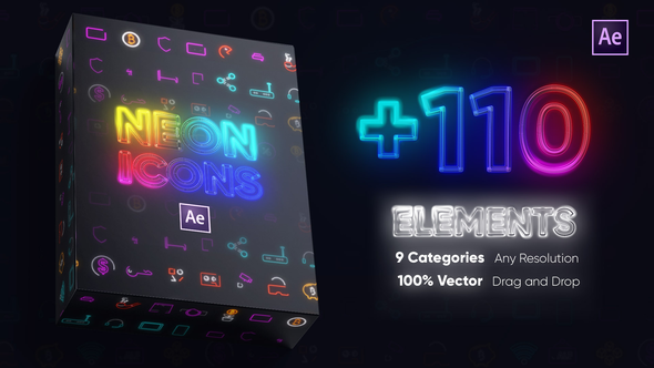 VideoHive Neon Icons Essential Pack 39134242
