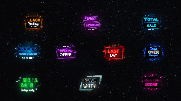VideoHive Neon Sale Titles || After Effects 32079757