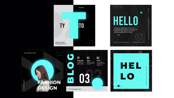VideoHive Typography black white post instagram 31370702
