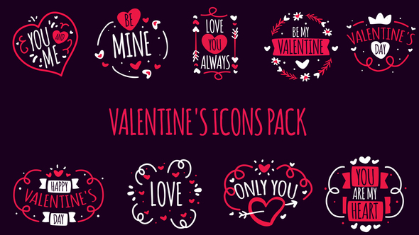 VideoHive Valentine's Icons Pack 23152462