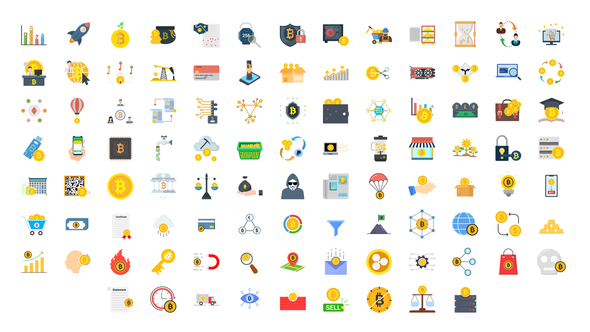 VideoHive 100 Crypto Currency Icons 33160216