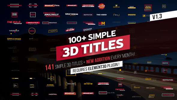 VideoHive 100+ Simple 3D Titles V1.3 21991295