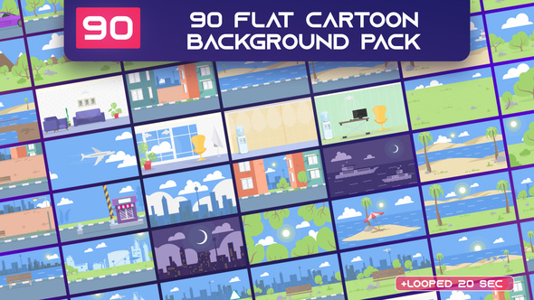 VideoHive 90 Flat Cartoon Background Pack – AE 33333960