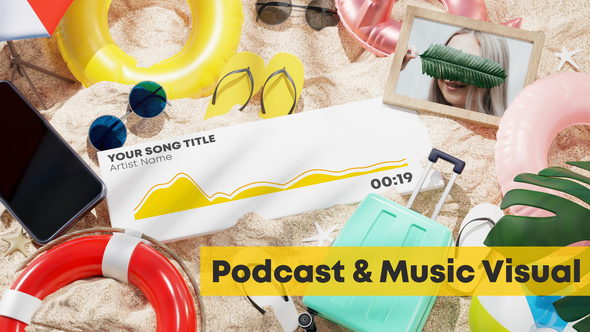 VideoHive Beach Music and Podcast Visualizer 3D 33026786