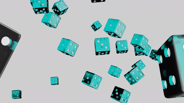 VideoHive Blue dice falling down on white background. 38994358
