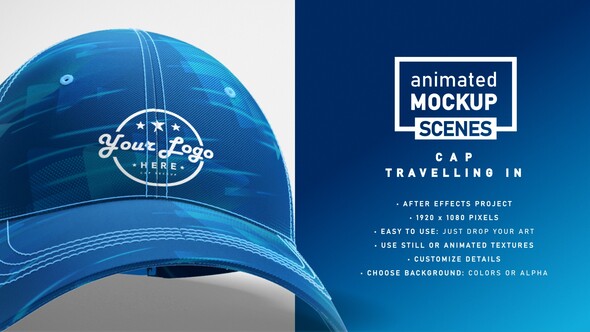 VideoHive Cap Mockup Template Travelling In - Animated Mockup SCENES 33451028
