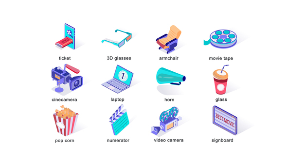VideoHive Cinema - Isometric Icons 39426064