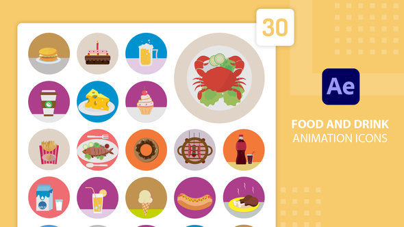 VideoHive Food and Drink Animation Icons | After Effects 38614867