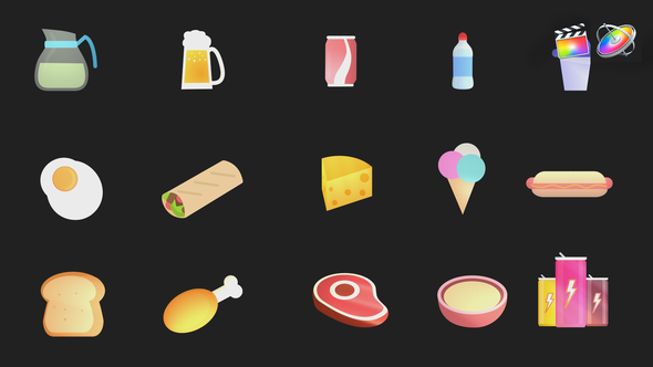 VideoHive Foods and Drink Icons Pack 36306275