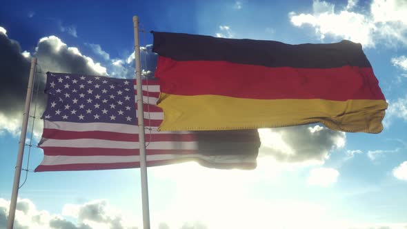 VideoHive Germany and United States Flag on Flagpole 38993502