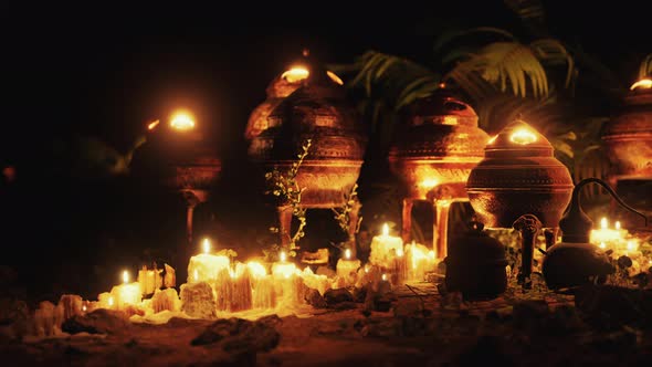 VideoHive Golden Altar with Candles at Night 36447228