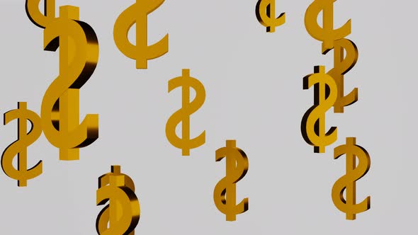 VideoHive Golden Dollar currency signs falling down on white background. 38994355