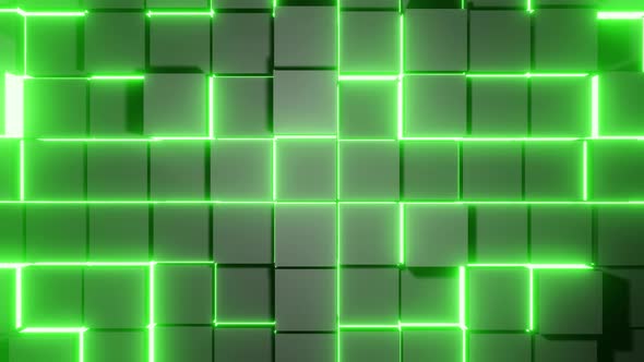 VideoHive Green Neon Cubic Wall Movement Vj Loop Background 4K 39005331