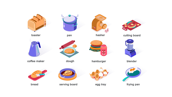 VideoHive Kitchen items - Isometric Icons 39425615