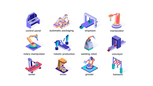VideoHive Manufacture - Isometric Icons 39425664