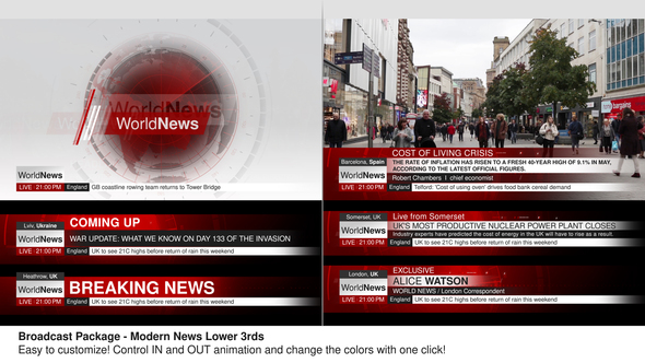 VideoHive Modern News Lower Thirds - Broadcast Package 39065751