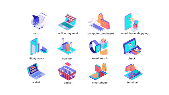 VideoHive Online shopping - Isometric Icons 39427303