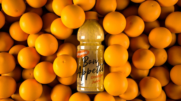 VideoHive Orange Juice Bottle Label Mockup 4K 30169025