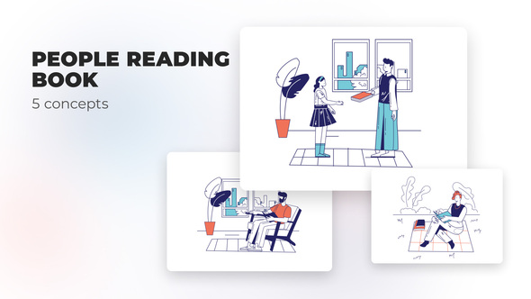 VideoHive People reading book – Flat concepts 39472997