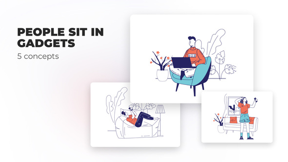 VideoHive People sit in gadgets - Flat concepts 39473007